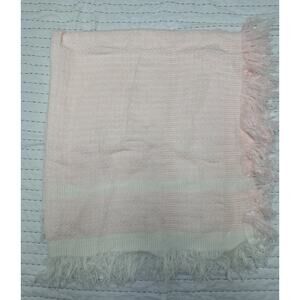 Bebe By Cradlecraft Baby Blanket Pink Fringe Spain Plaid Striped Acrylic Vintage